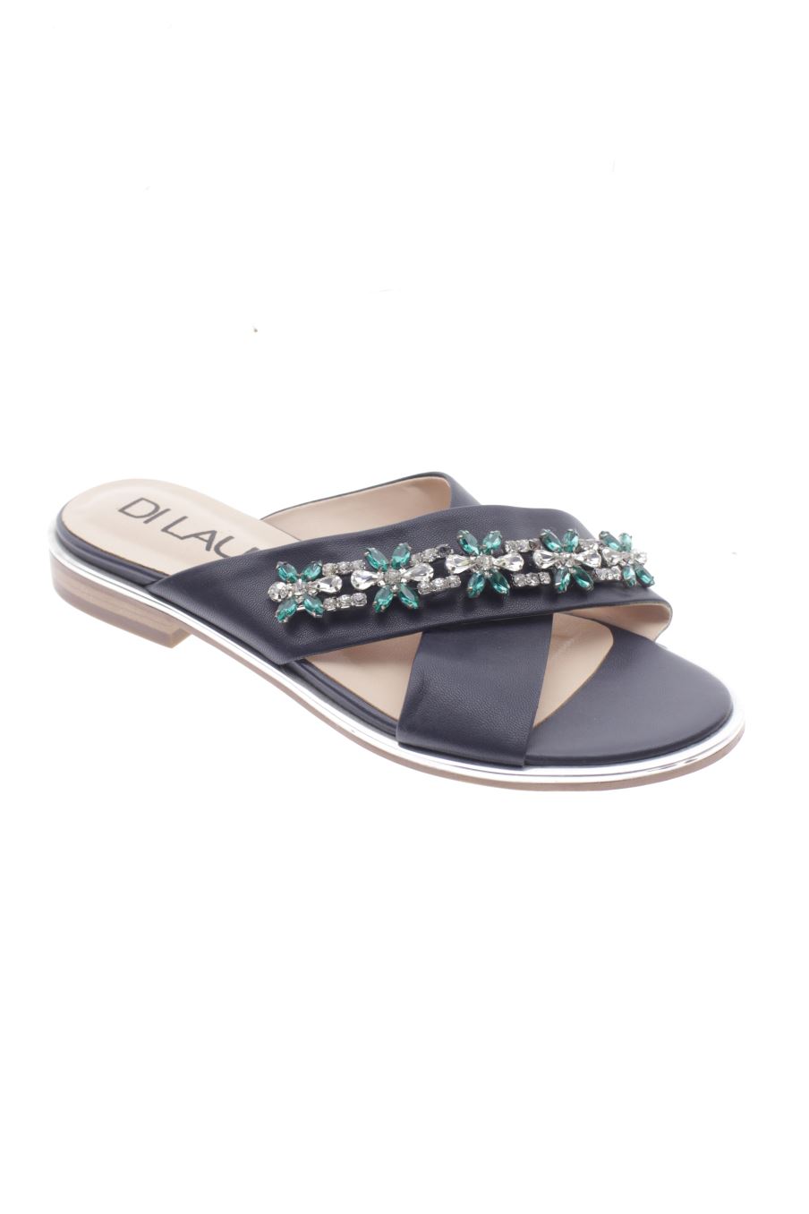 Sandalias tacon de DI LAURO de la talla 37, de color azul marino de