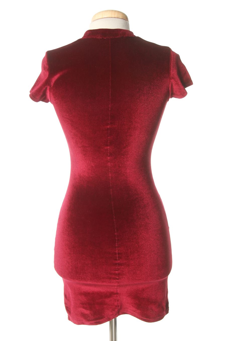 Einfaches Kleid von Double Agent Größe XXS, Farbe Bordeaux, aus Samt für