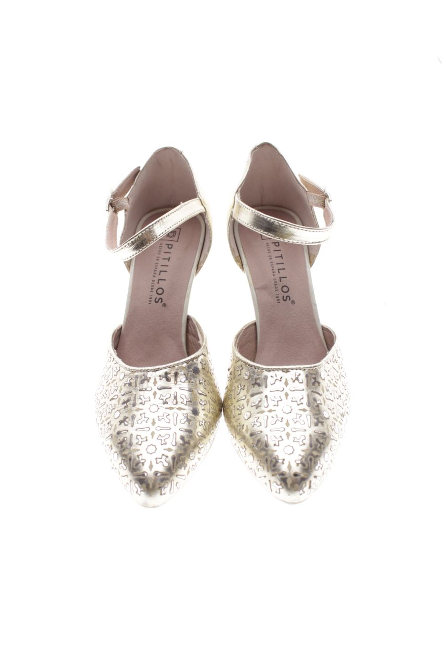 Sandalias tacon de Pitillos de la talla 38, de color beige de