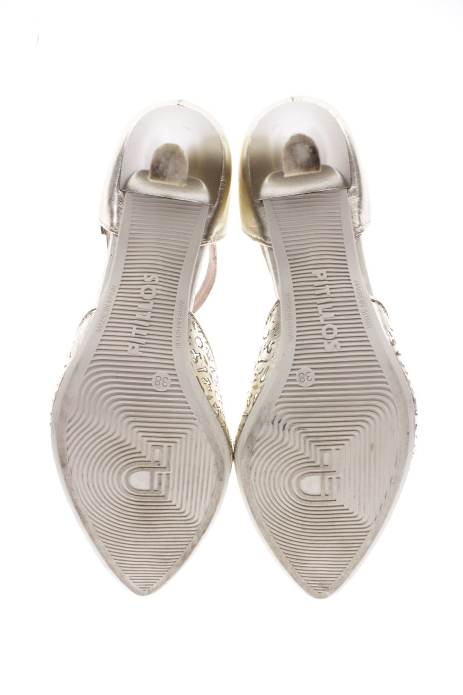 Sandalias tacon de Pitillos de la talla 38, de color beige de