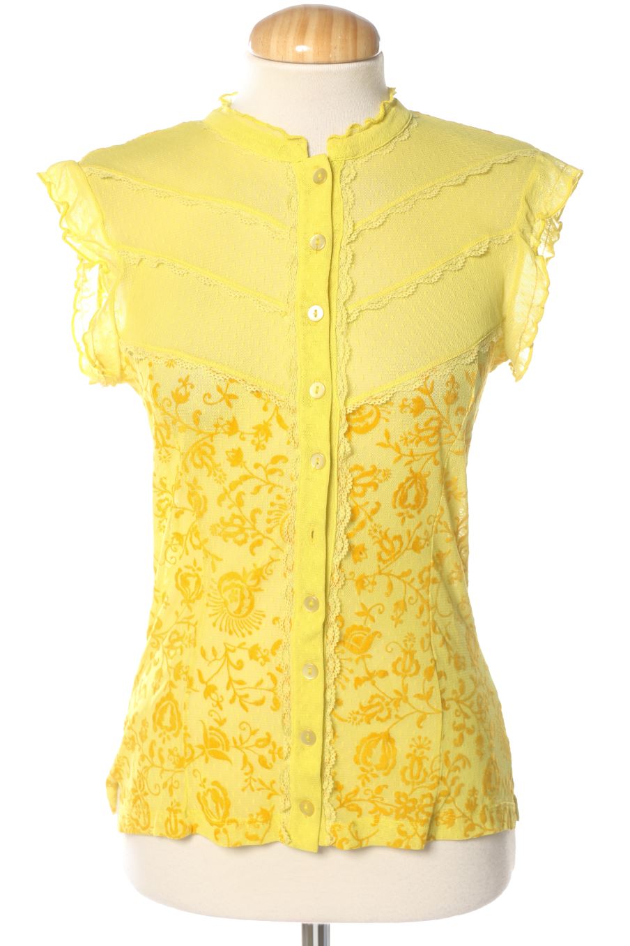 Camicia senza maniche de Cortefiel de la talla M, de color giallo