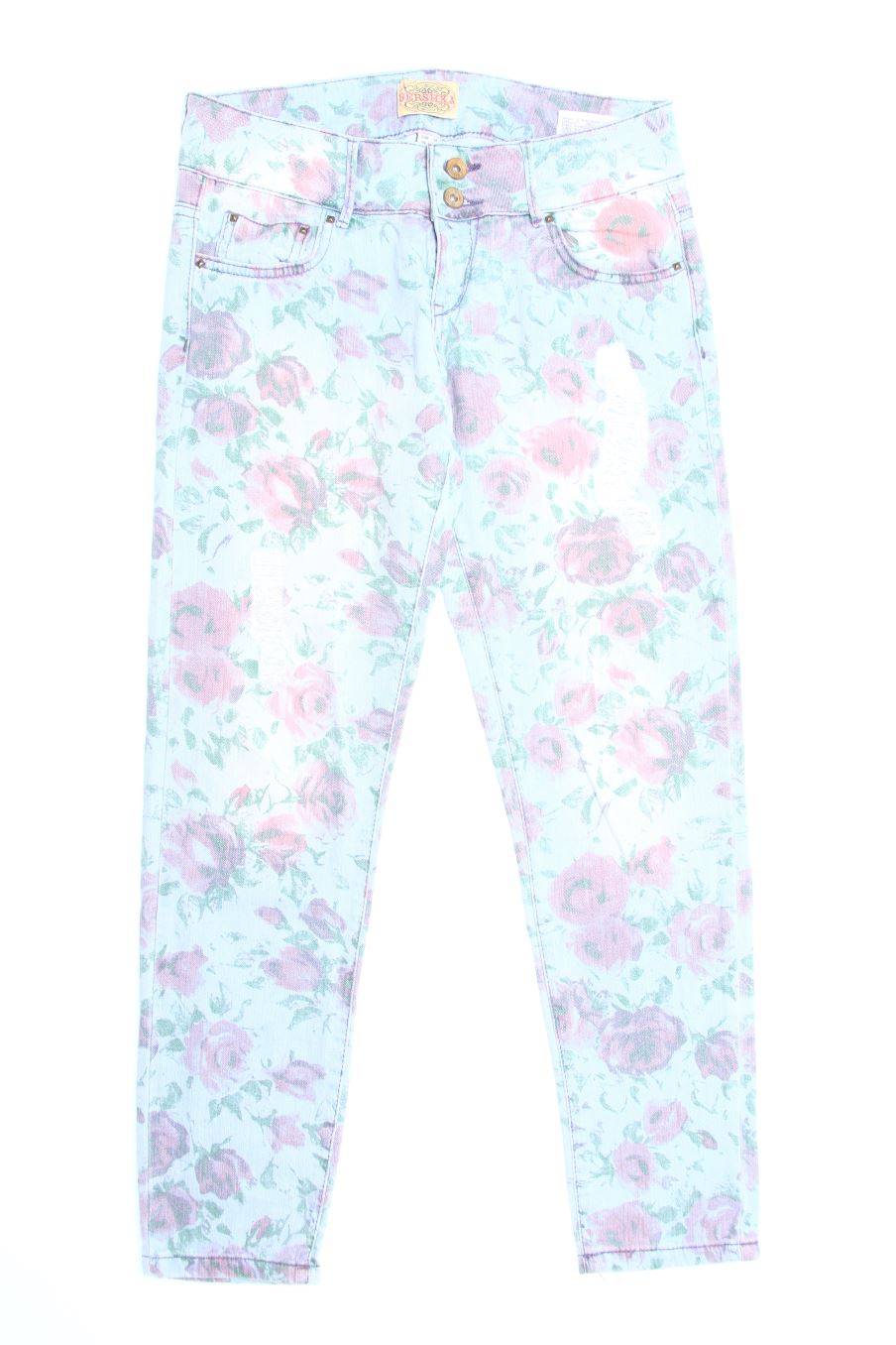 Jeans von Bershka Größe 36, Farbe Geblümt, aus Jeanskleidung für