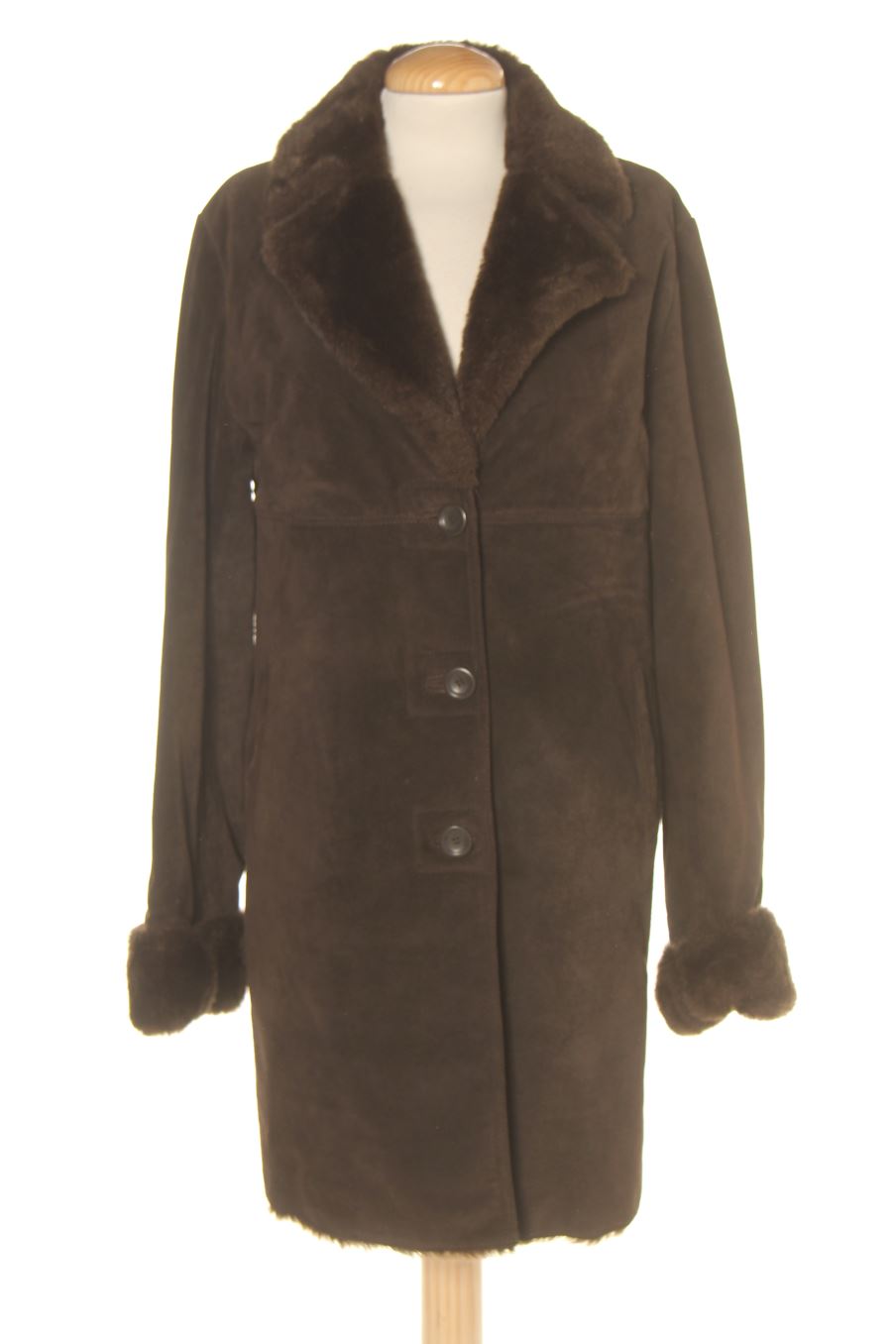 Abrigo de Zara de la talla L, de color marrón de piel