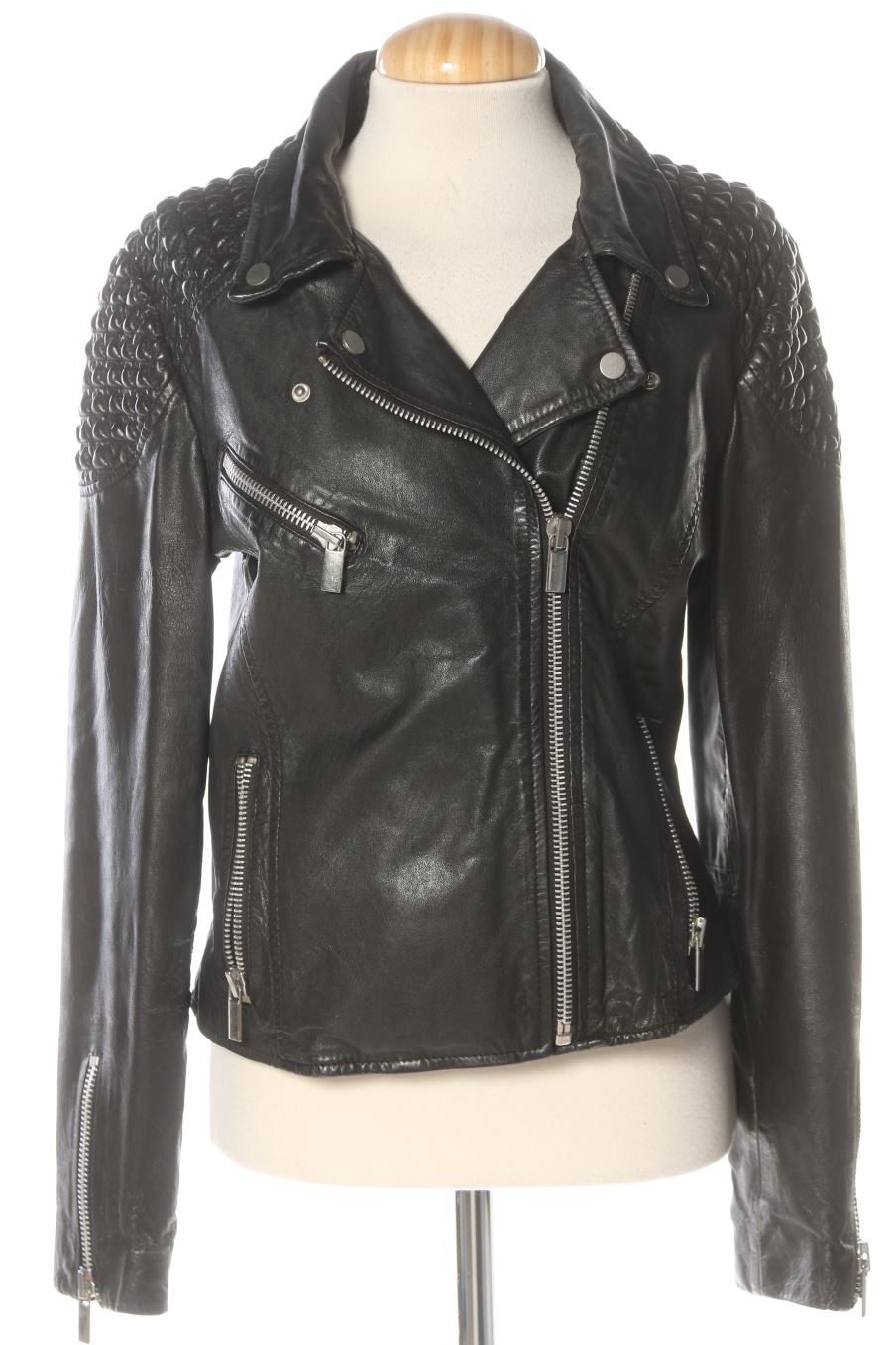 Blouson Mango de la taille M, de couleur noir de cuir et daim