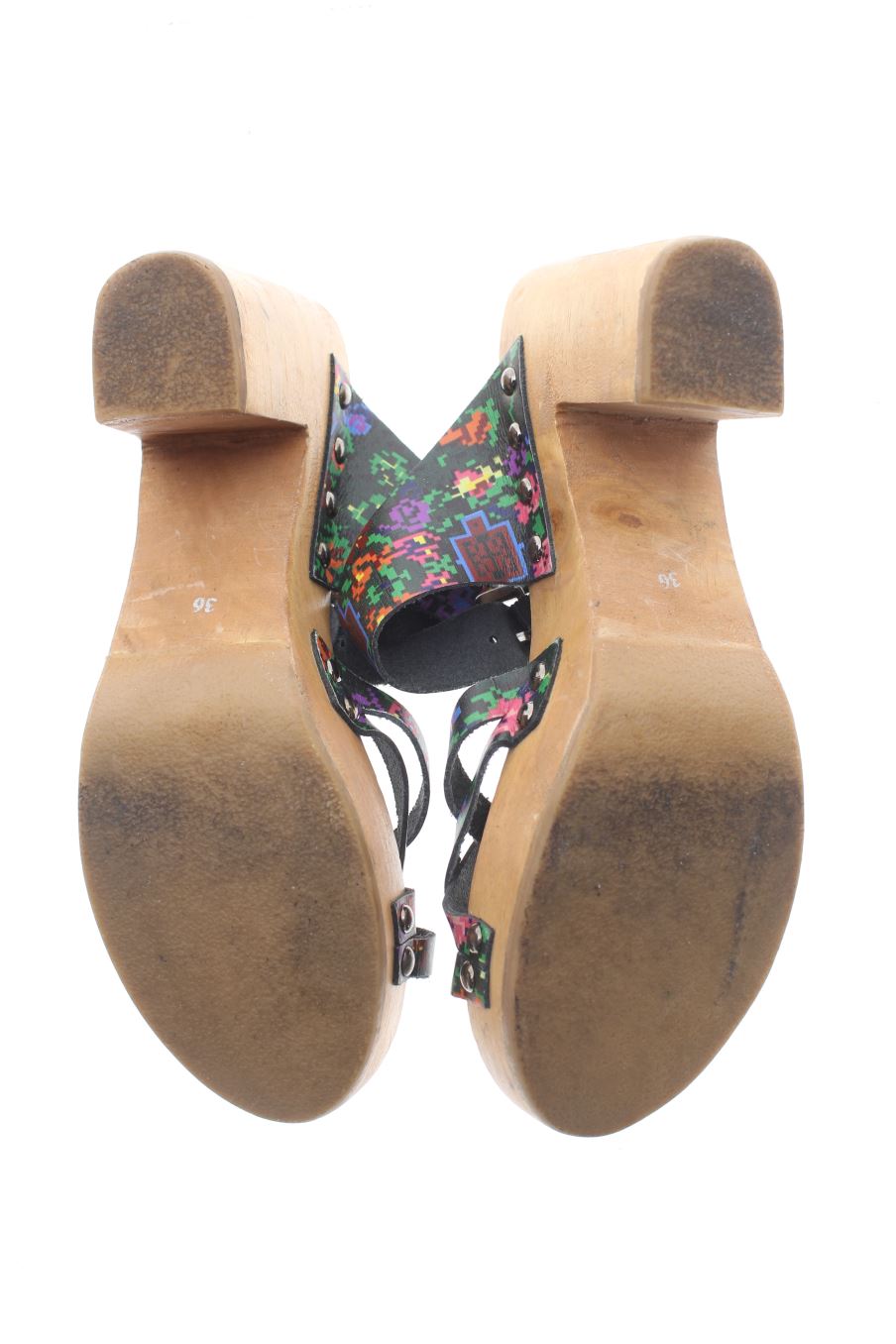 Sandalias tacon de Monoprix de la talla 36, de color flores de