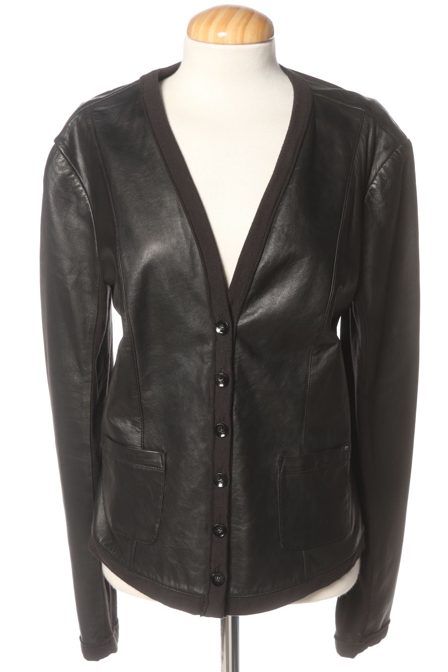 Gilet Armani Jeans de la taille 44, de couleur noir de cuir et daim