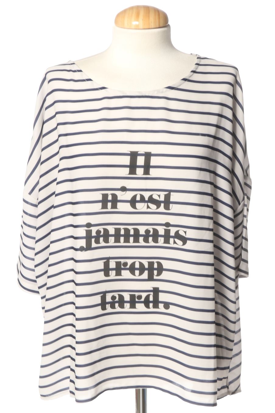 Blouse à manches courtes Stradivarius de la taille L, de couleur rayures
