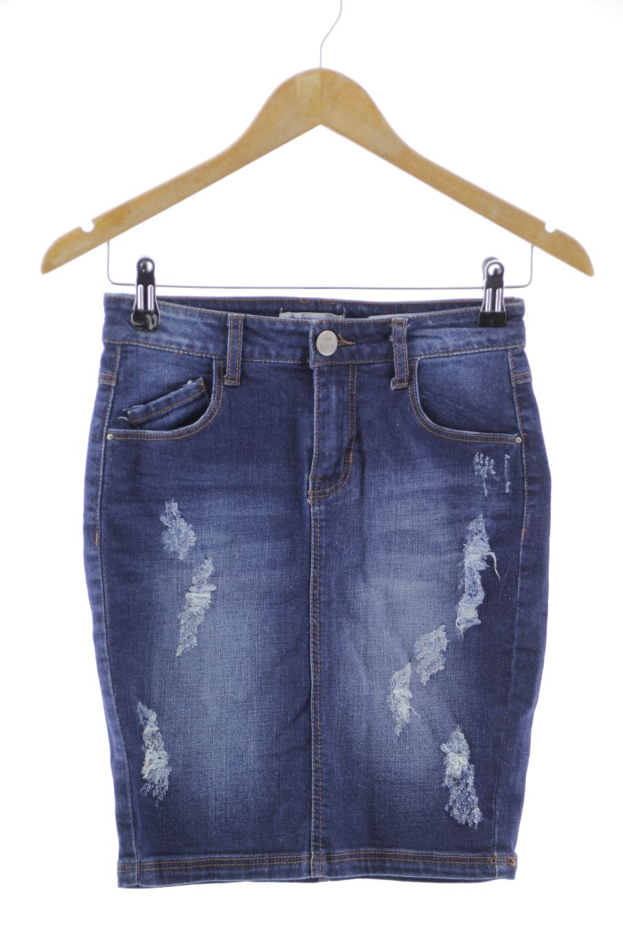 Jupe Stradivarius de la taille 34, de couleur bleu de denim