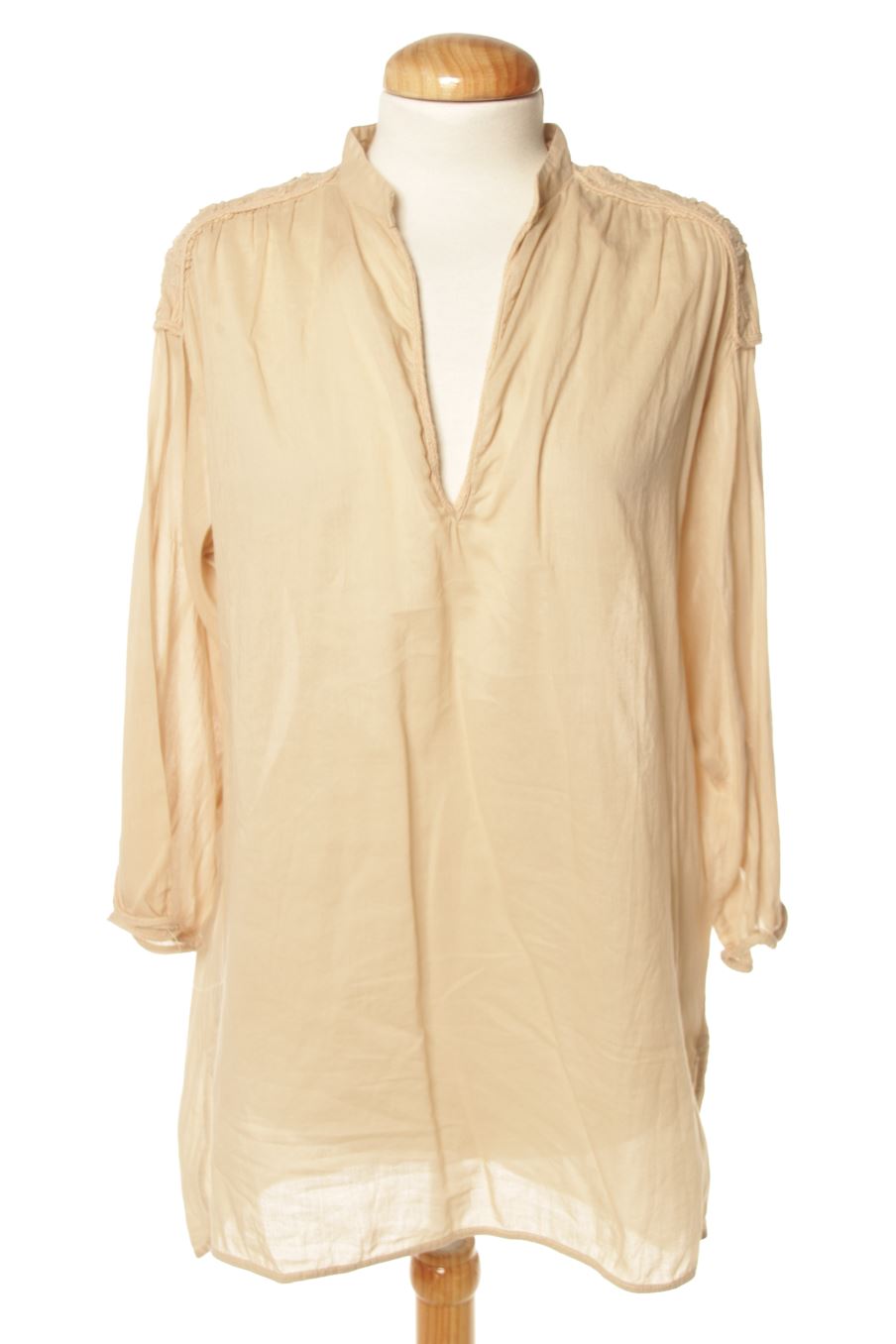 Blouse à manches longues Zara de la taille XS, de couleur beige