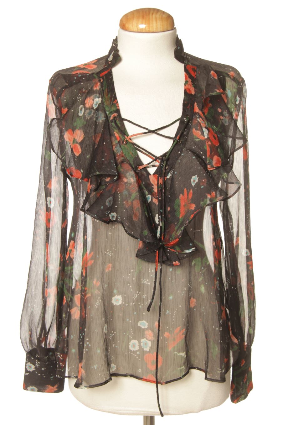 Langärmelige Bluse von Mango Größe XS, Farbe Geblümt, für