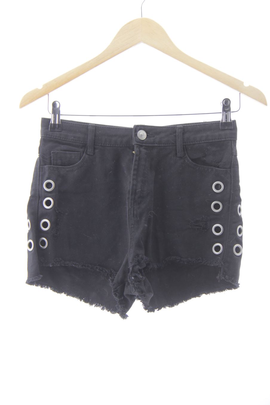 Pantalón corto de Stradivarius de la talla XS, de color negro de ropa vaquera