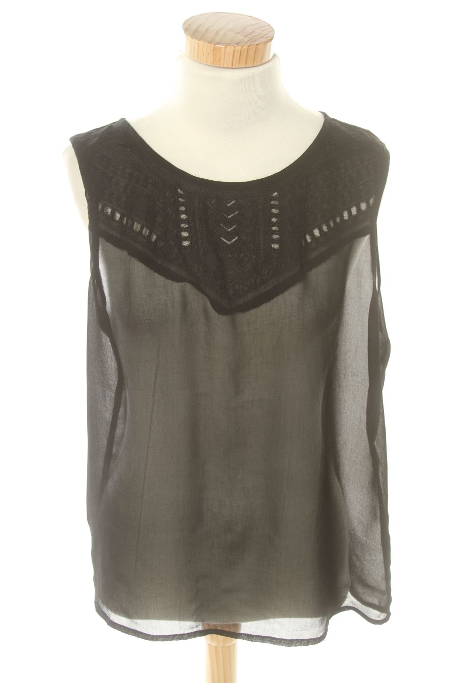 Top de Mango de la talla M, de color negro
