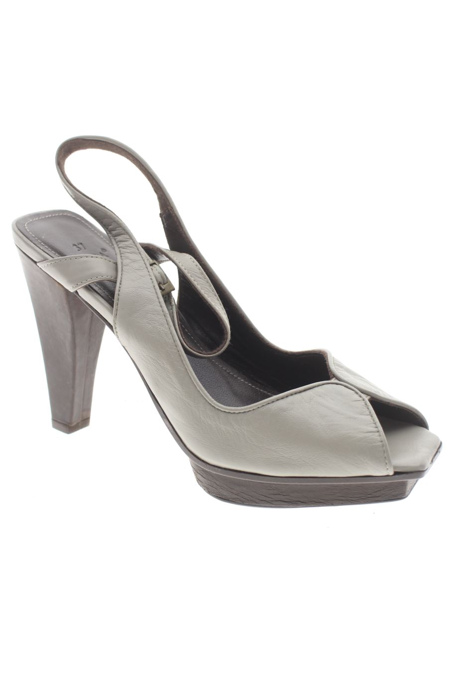Sandalias tacon de Zara de la talla 37, de color gris de