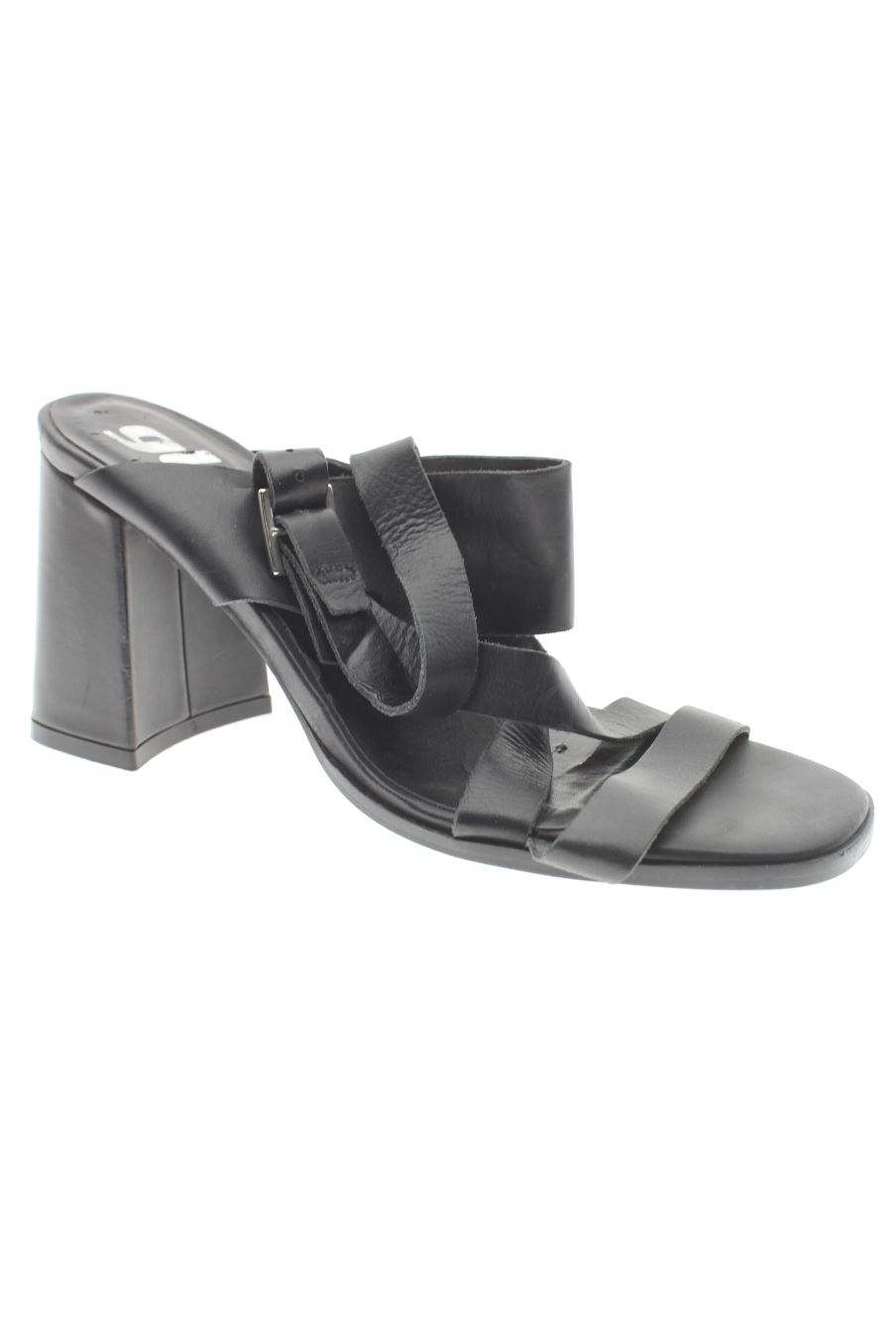 Sandalias tacon de GLO, de la talla 37, de color negro de