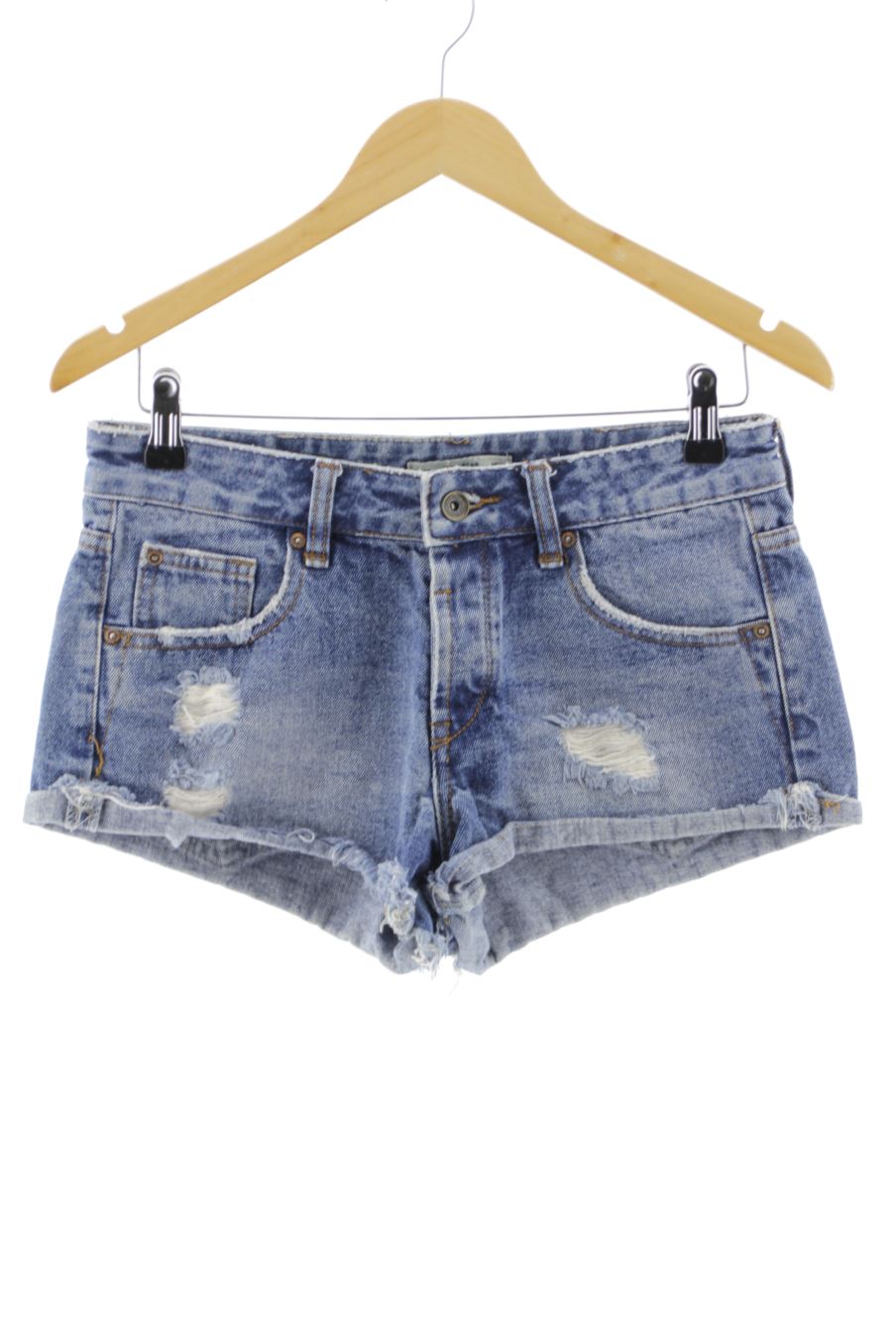 Shorts Pull & Bear de la taille 34, de couleur bleu de denim
