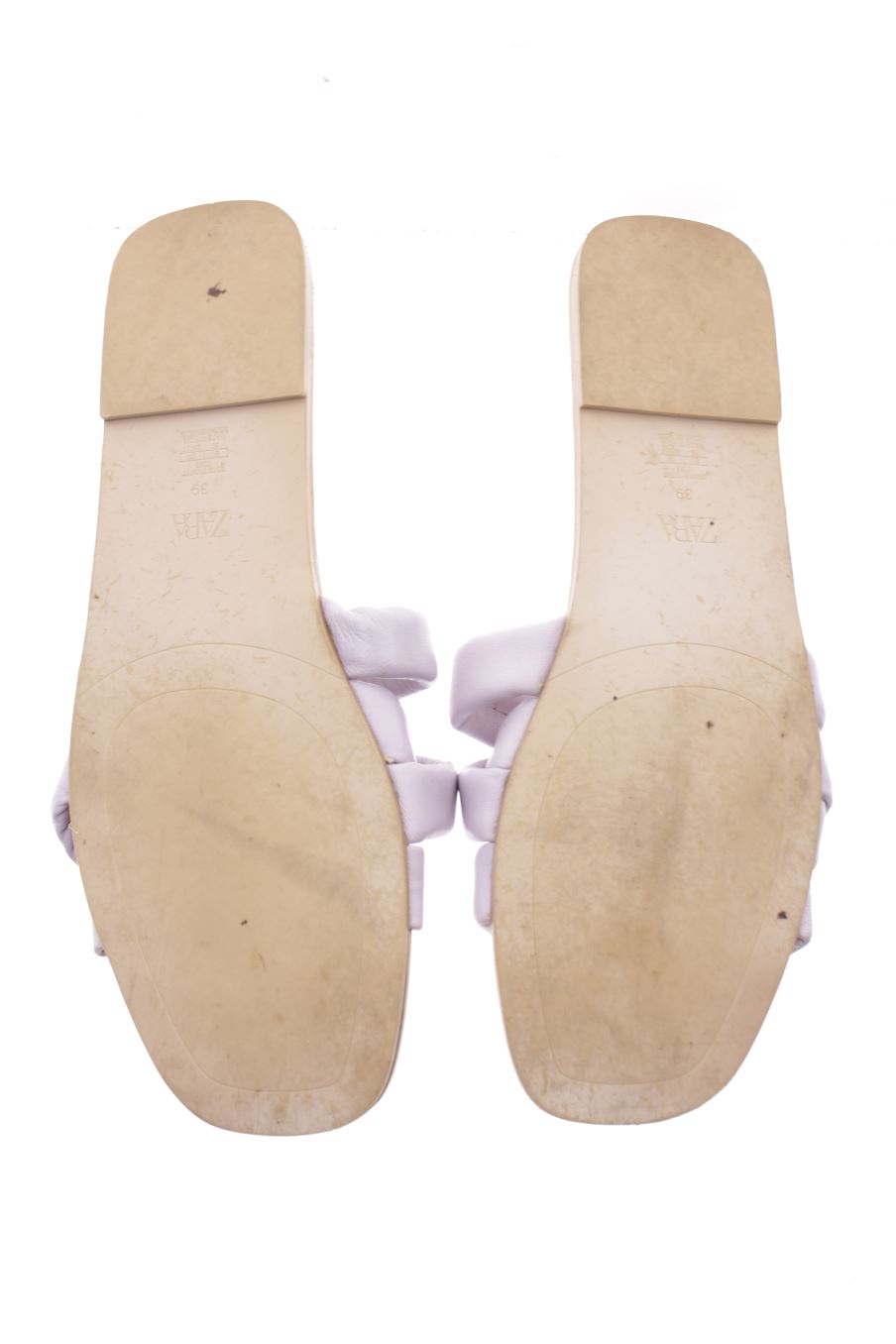 Sandalias planas de Zara de la talla 39, de color morado de