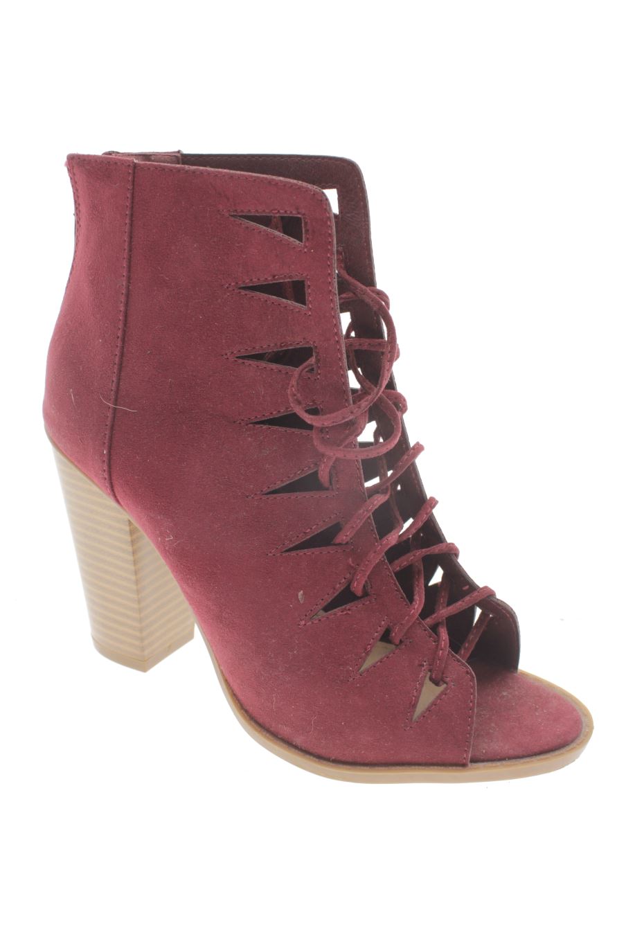 Sandalias tacon de justfab de la talla 37, de color burdeos de