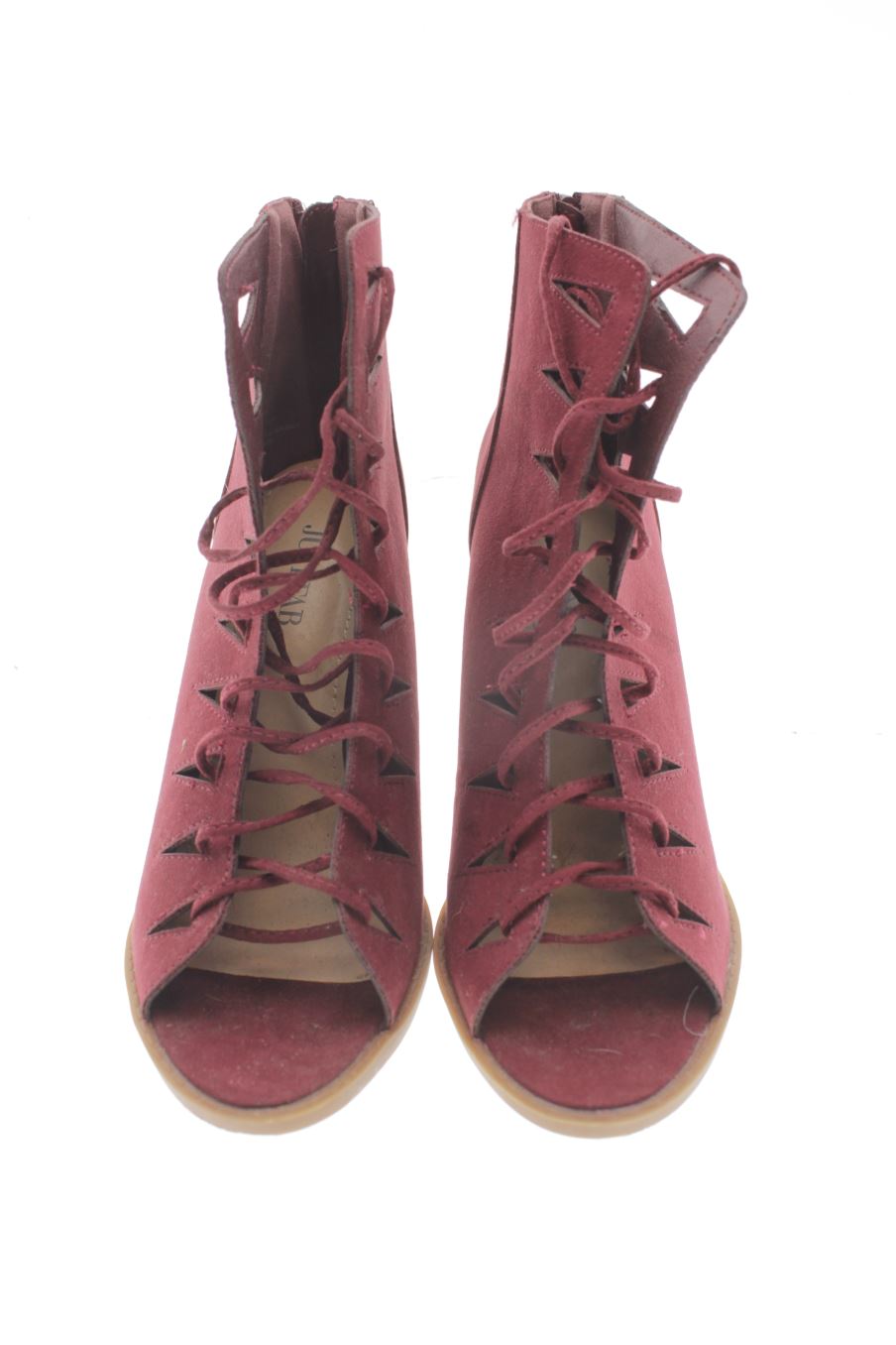 Sandalias tacon de justfab de la talla 37, de color burdeos de
