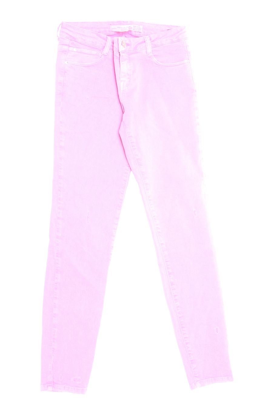 Vaqueros de Zara de la talla 36, de color rosa de ropa vaquera