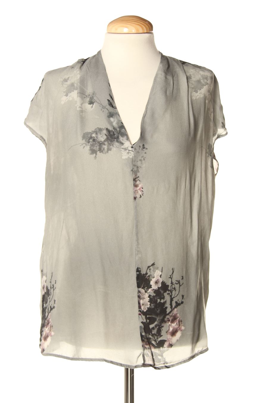 Blusa de manga corta de Massimo Dutti de la talla 38, de color gris