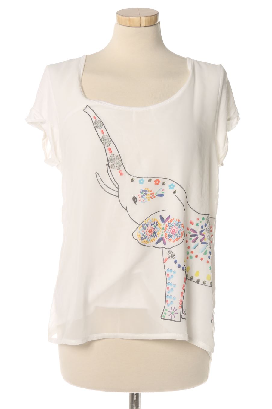 Blouse à manches courtes Surkana de la taille L, de couleur blanc