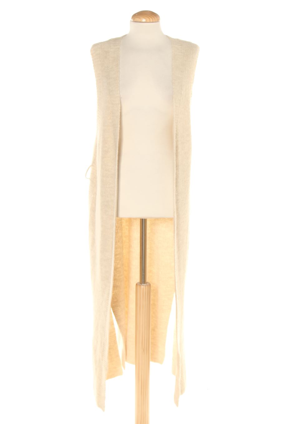 Chaleco de tela de Mango de la talla M, de color beige