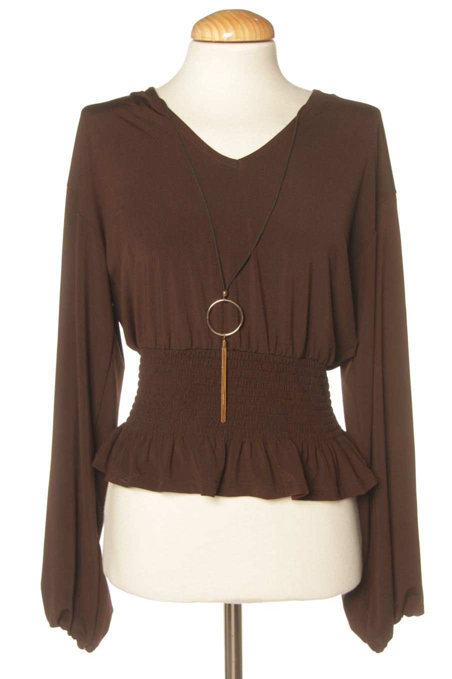 Blusa de manga larga de Morgan de toi de la talla S, de color marrón