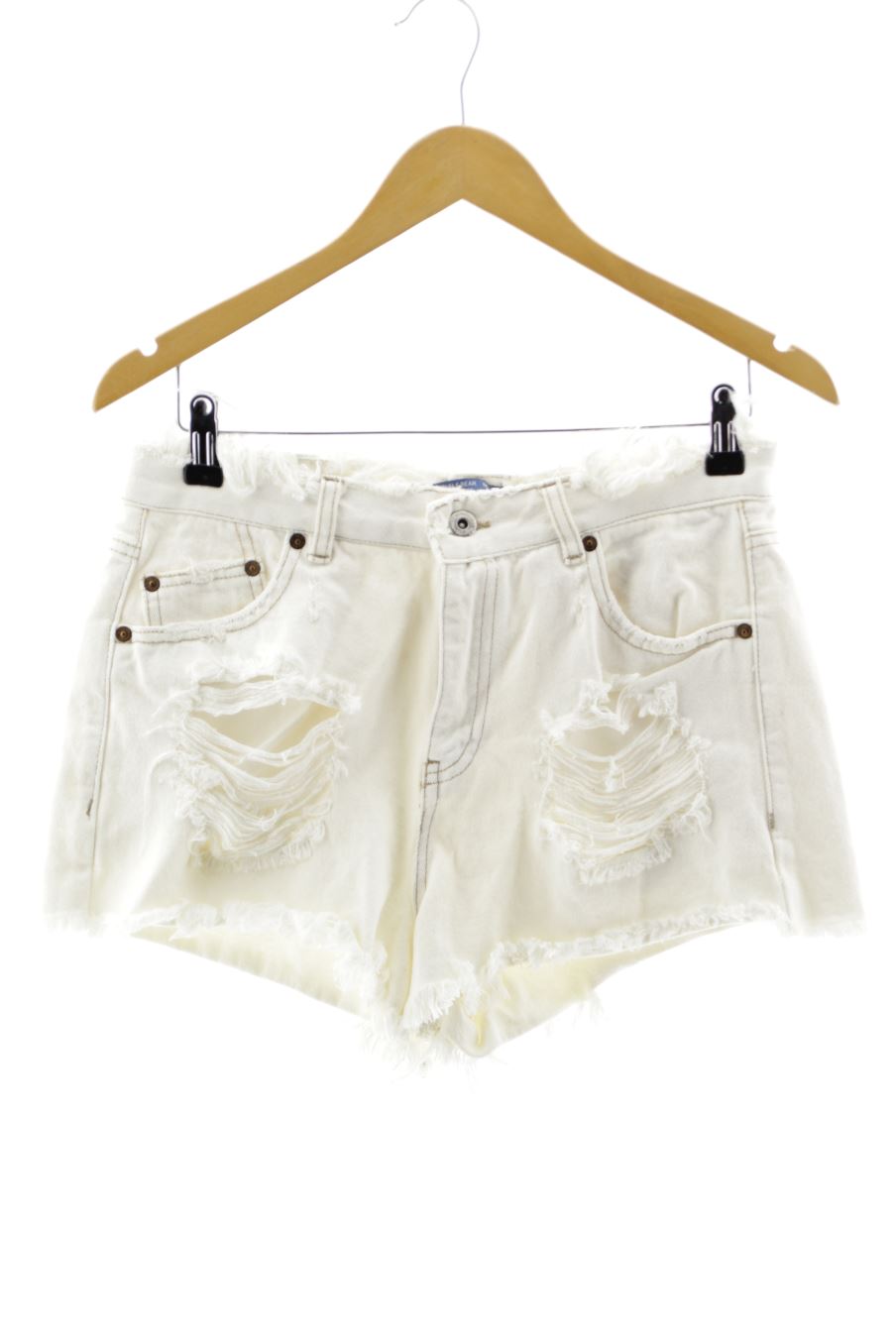 Pantalones cortos de Pull & Bear de la talla 38, de color blanco de ropa vaquera