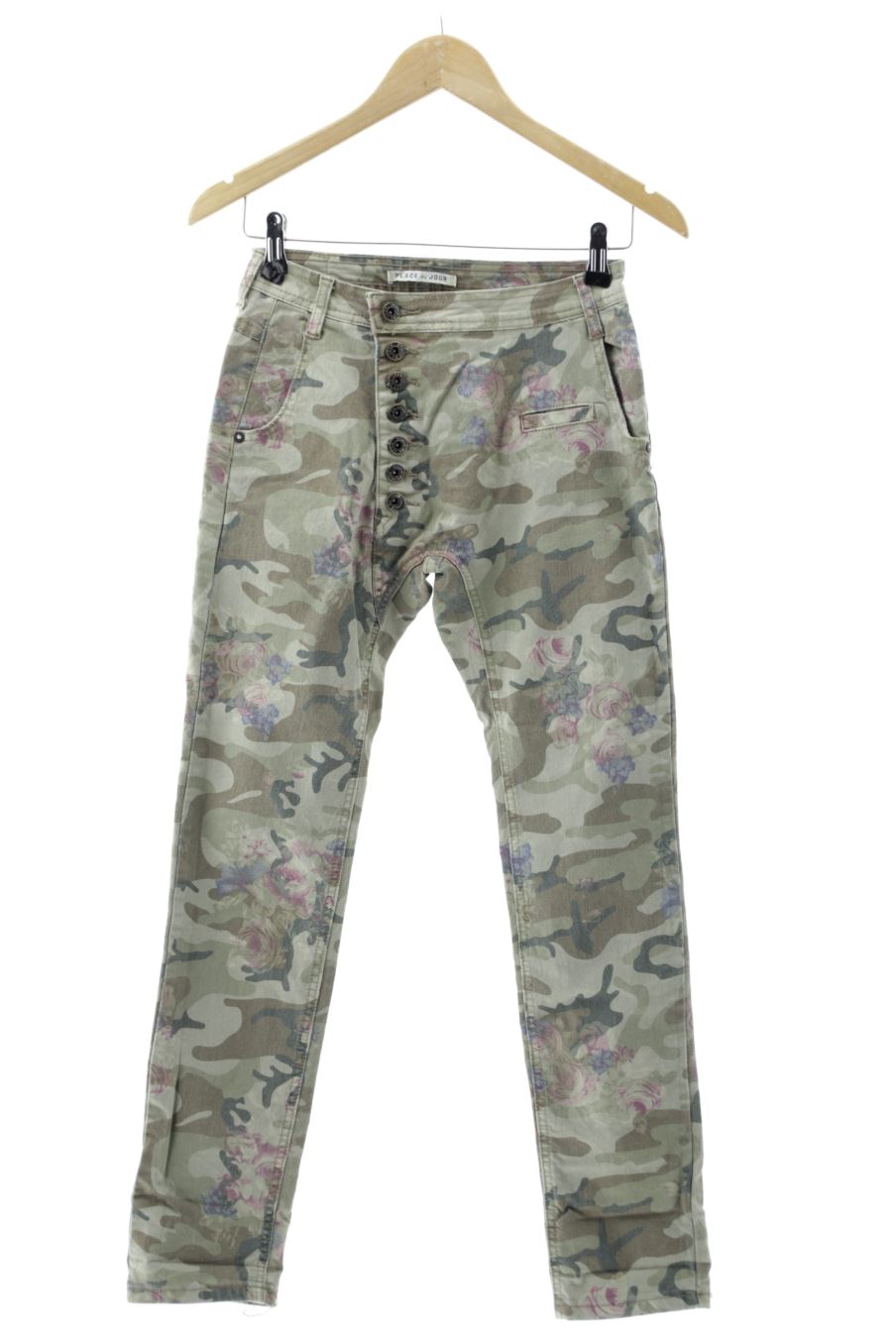 Jeans von Place du jour Größe 34, Farbe Geblümt, aus Jeanskleidung für