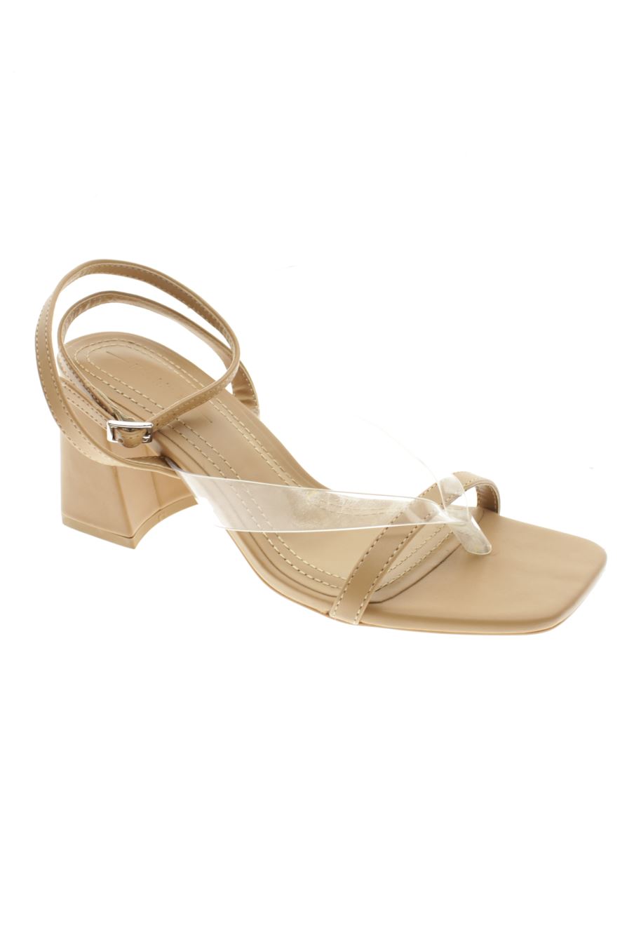Sandalias tacon de Bershka de la talla 35, de color beige de