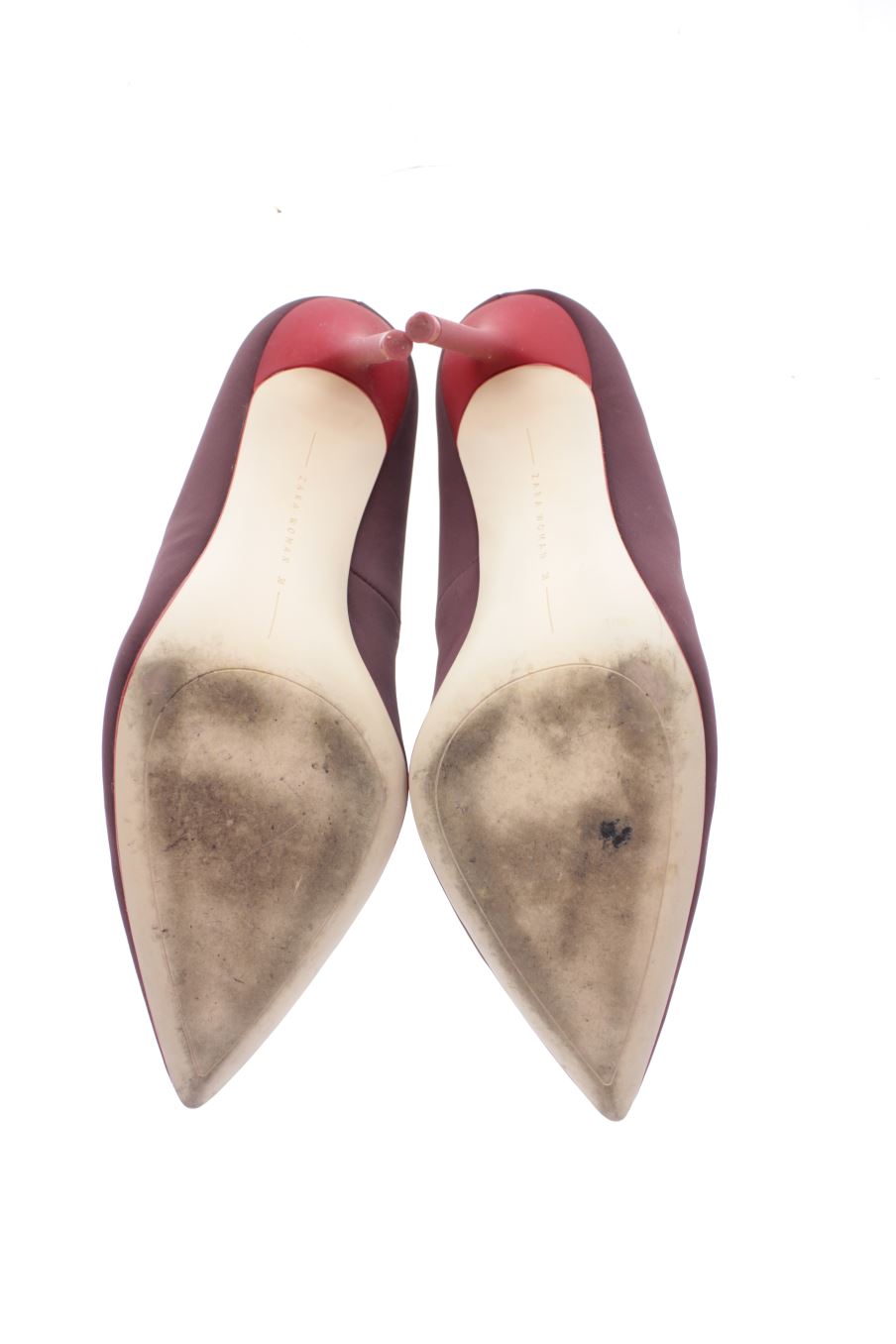 Zapatos de tacon de Zara de la talla 38, de color burdeos de