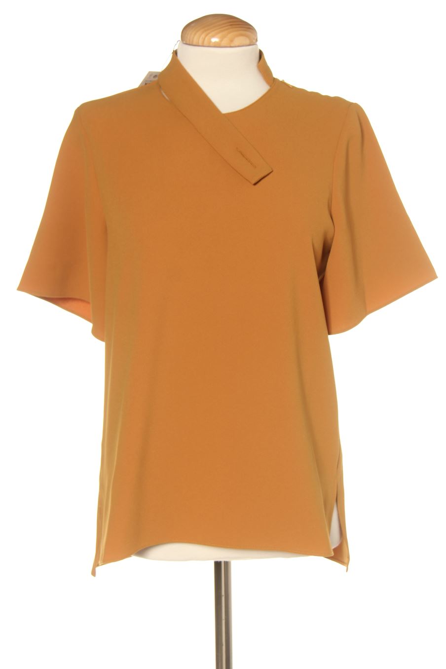 Blouse à manches courtes Zara de la taille XS, de couleur moutarde