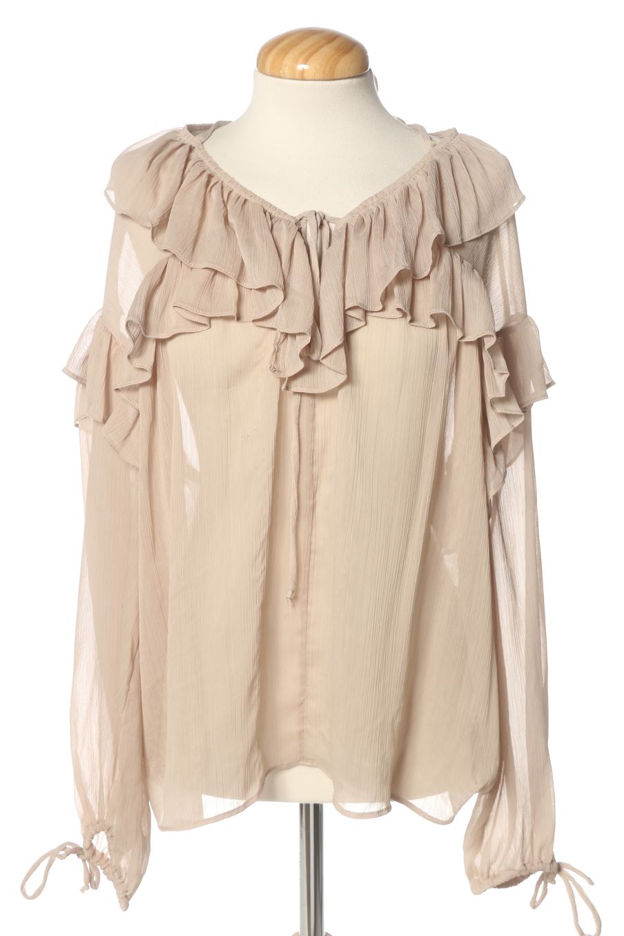 Blusa de manga larga de Zara de la talla XS, de color beige