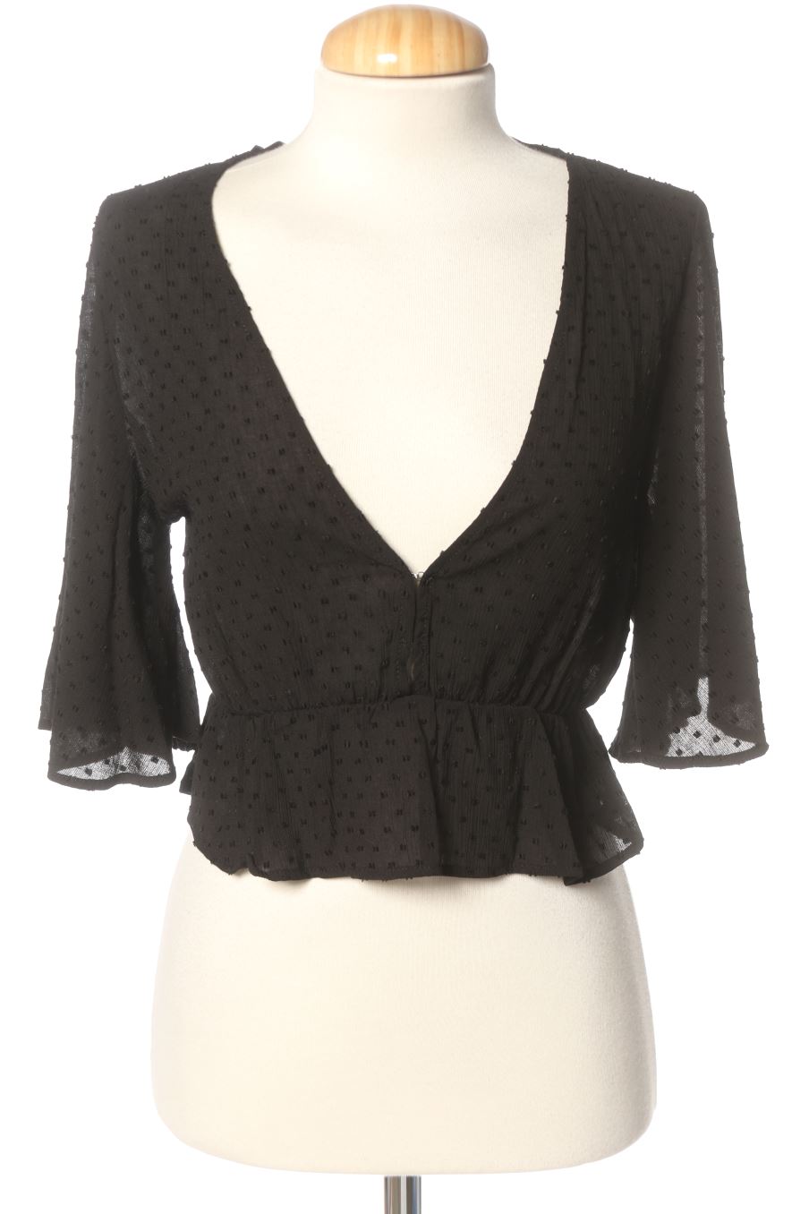 Blouse à manches courtes Pull & Bear de la taille S, de couleur noir