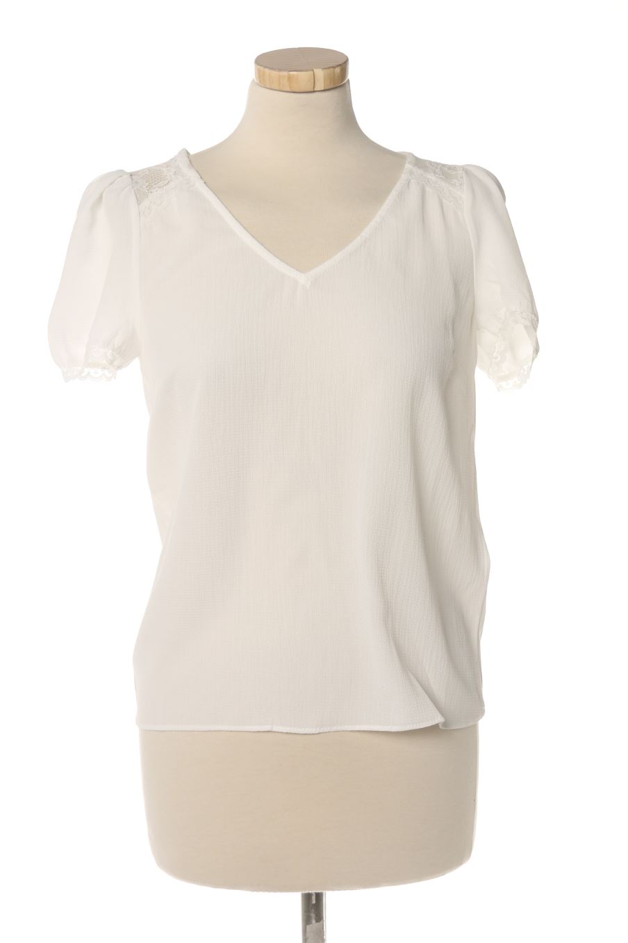 Blouse à manches courtes Naf Naf de la taille S, de couleur blanc