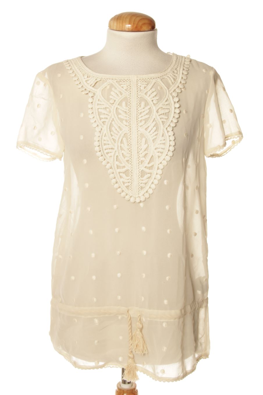 Blusa a maniche corte de SUITEBLANCO de la talla XS, de color beige
