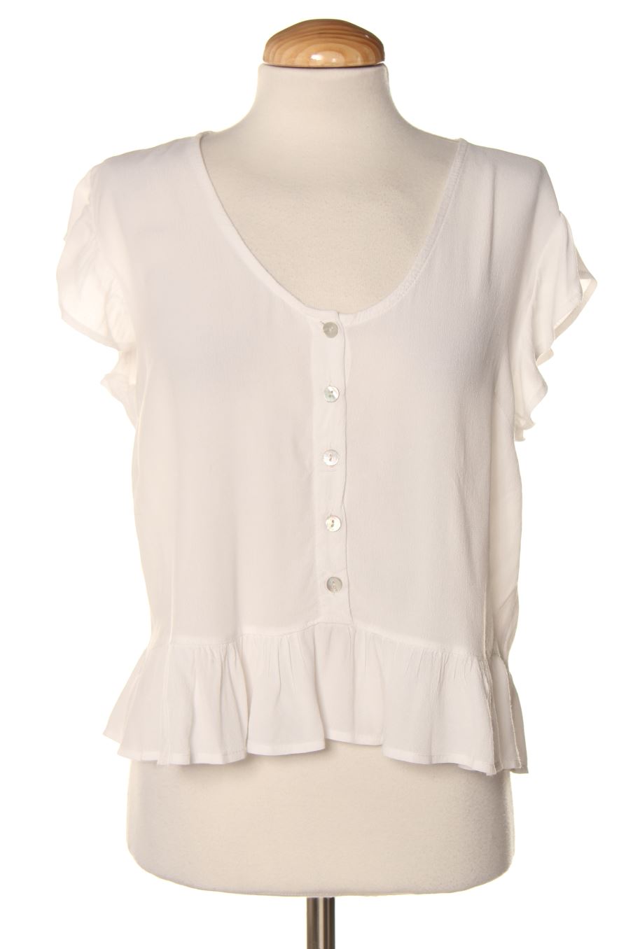 Blouse à manches courtes Mulaya de la taille S, de couleur blanc