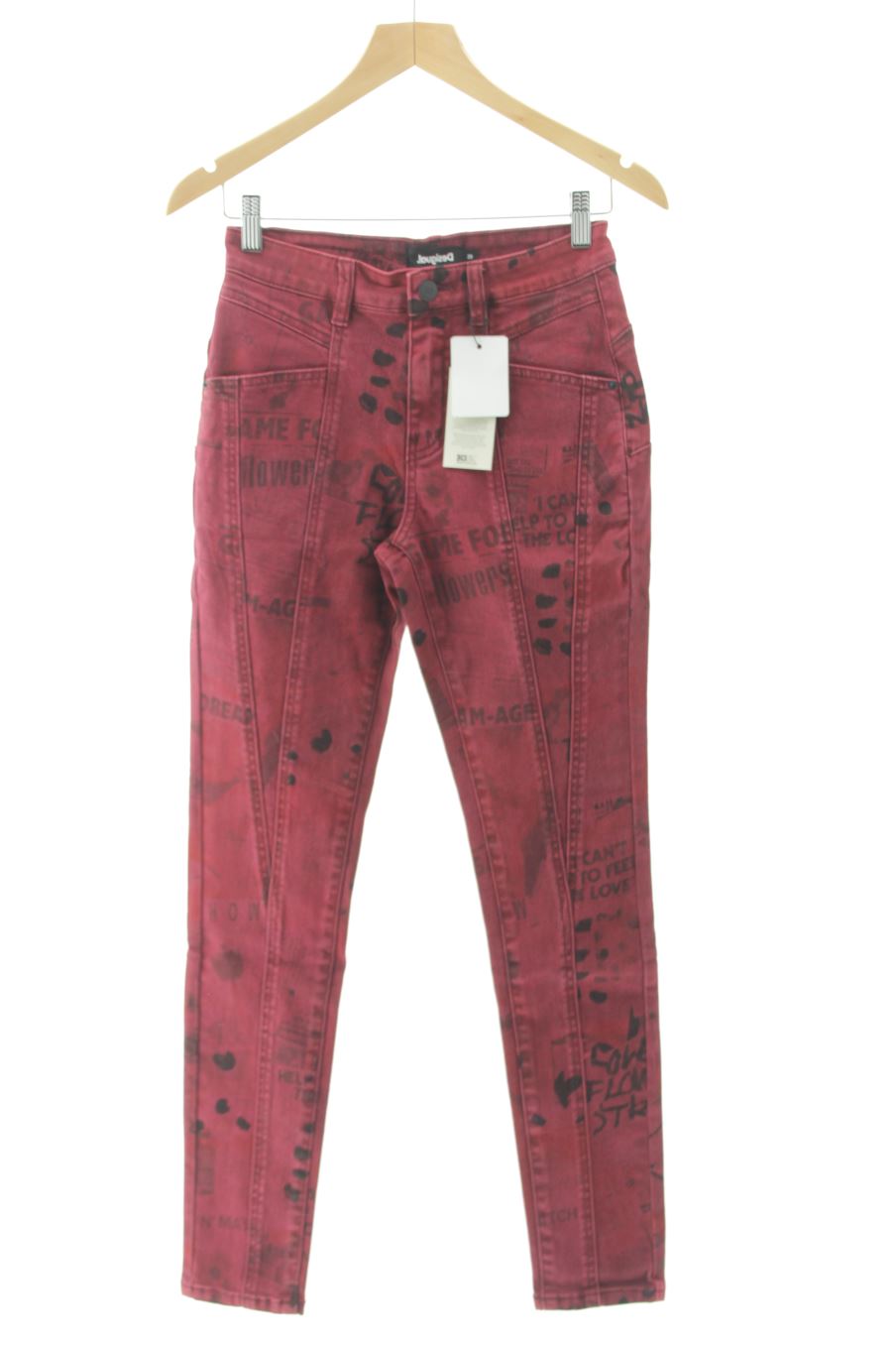 Jeans Desigual de la taille 38, de couleur bordeaux de denim