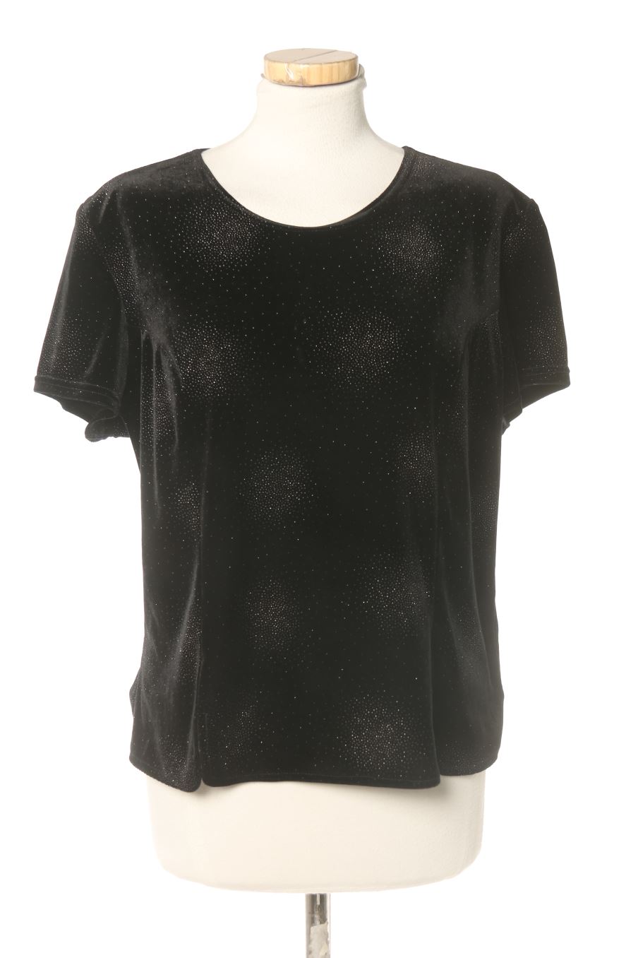Kurzärmelige Bluse von Cappuccini Größe XL, Farbe Schwarz, aus Samt für