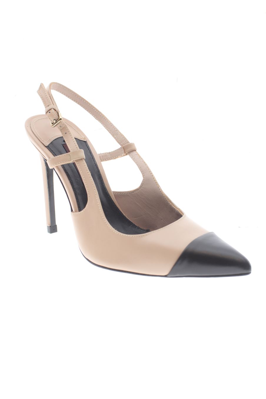 Sandalias tacon de Uterqüe de la talla 37, de color beige de