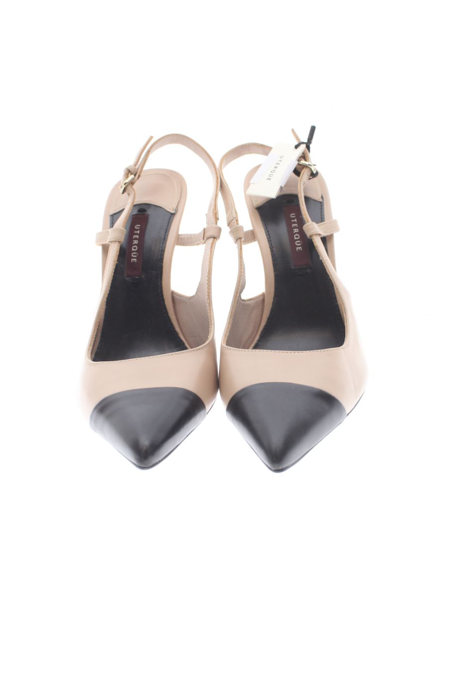 Sandalias tacon de Uterqüe de la talla 37, de color beige de