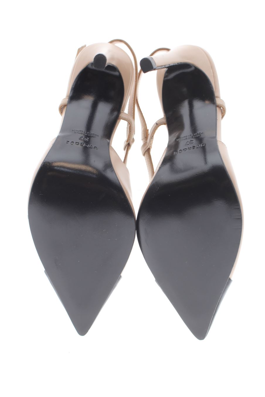 Sandalias tacon de Uterqüe de la talla 37, de color beige de