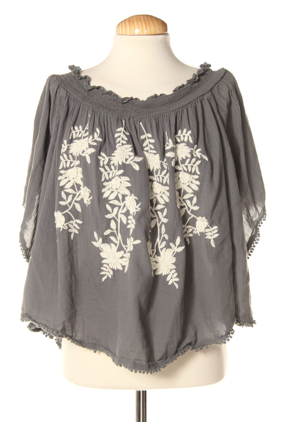 Blusa de manga corta de Benetton de la talla M, de color gris