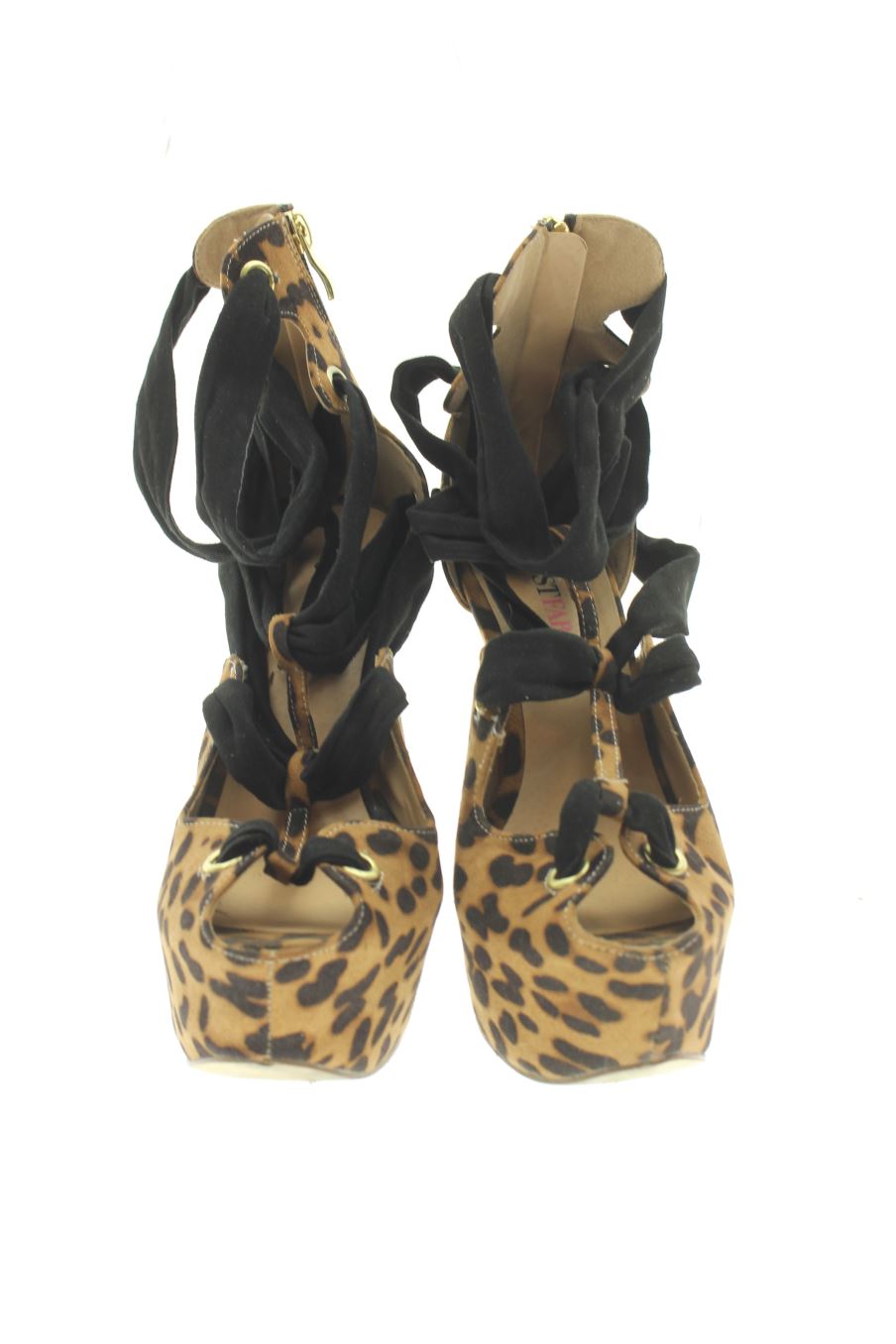 Sandalias tacon de justfab de la talla 39, de color animal print de