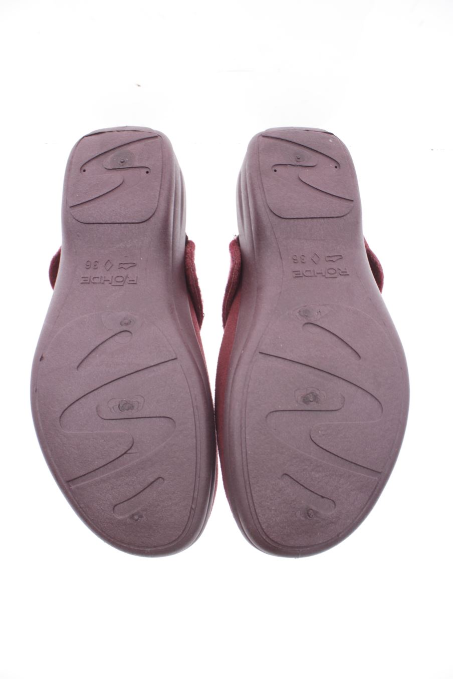 Sandalias planas de Rohde de la talla 36, de color burdeos de