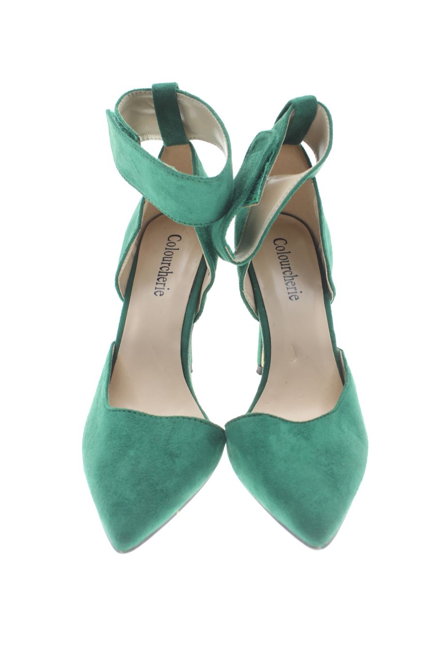 Sandalias tacon de Colourcherie de la talla 35, de color verde de
