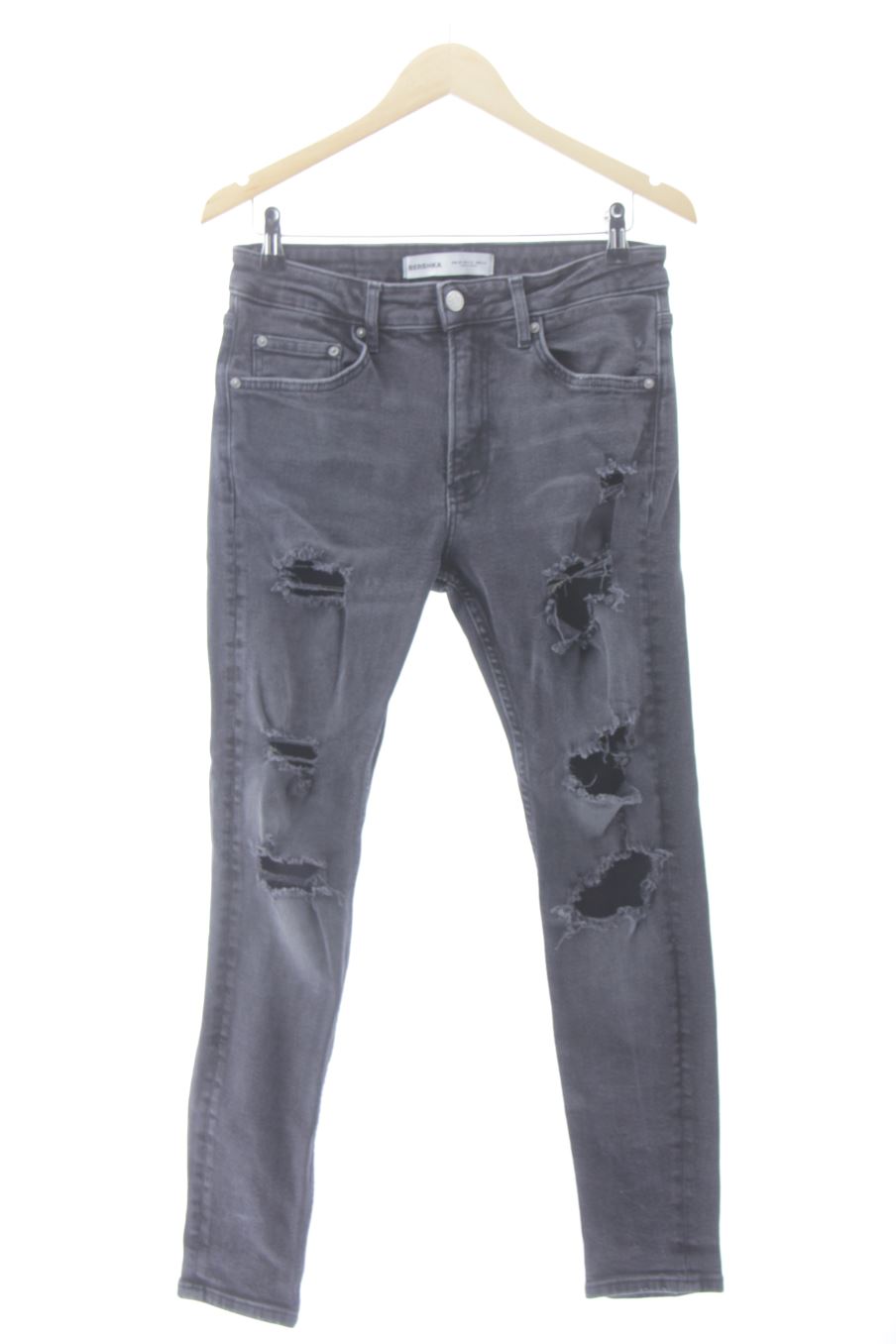 Vaquero de Bershka de la talla 40, de color gris de ropa vaquera