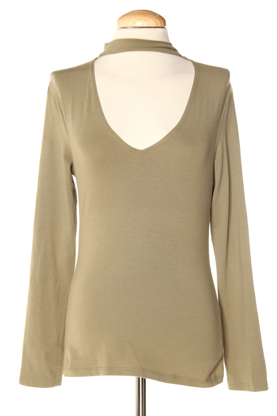 T-shirt à manches longues Pull & Bear de la taille L, de couleur vert