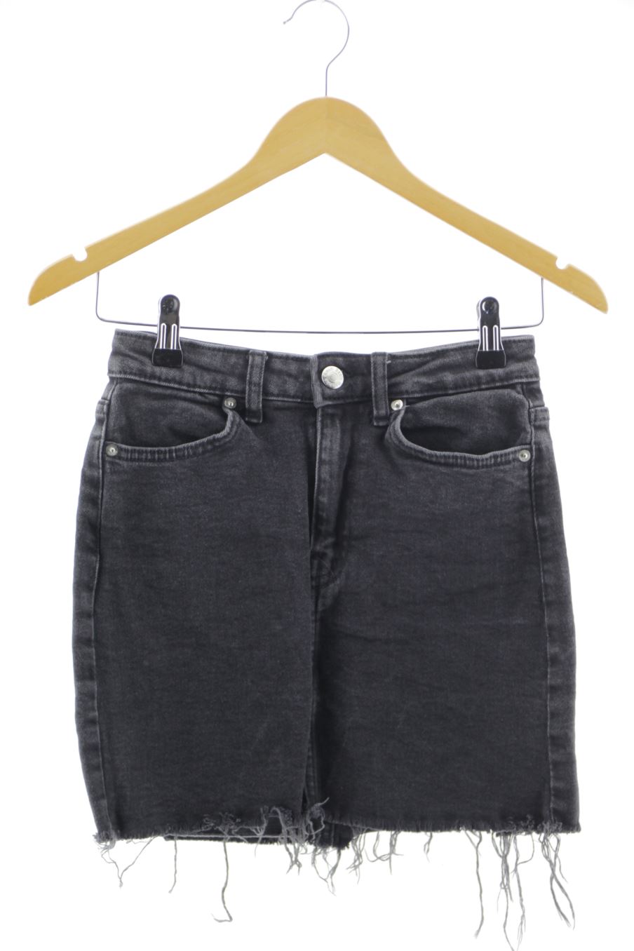 Aufwändiger Rock von Bershka Größe 34, Farbe Schwarz, aus Jeanskleidung für