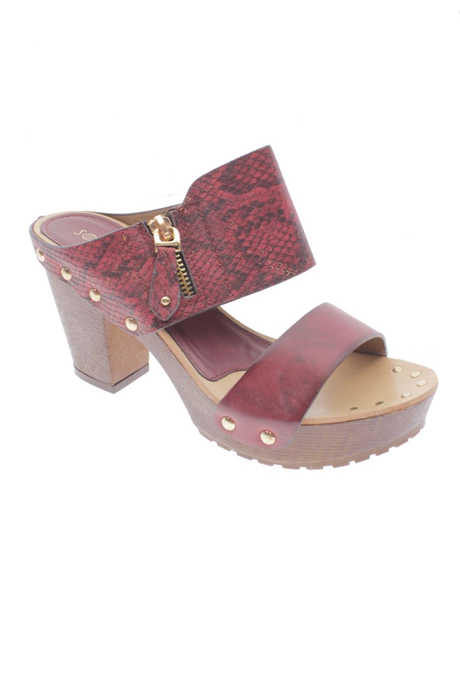 Sandalias tacon de SOFREE de la talla 39, de color burdeos de